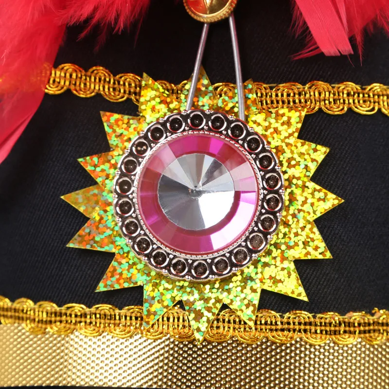 Новая шляпа для джазового танца Honor Guard кепка черный костюм с красным пером