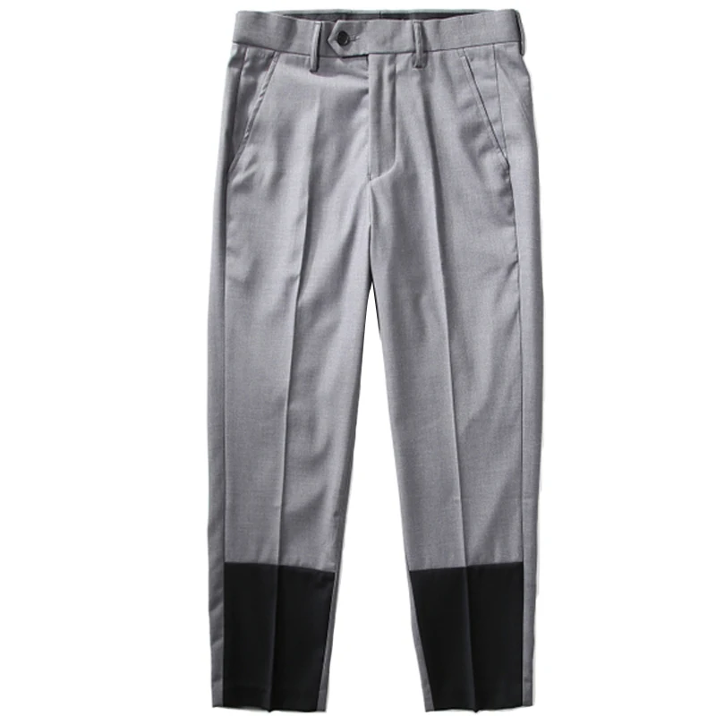 

M-6XL!Big yards men's trousers Contrast color Mosaic trend casual slim-fit tapered nine - minute trousers