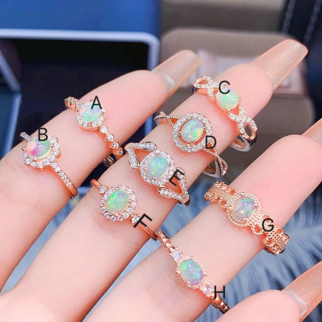 Женское кольцо с подвеской из серебра пробы натуральным опалом | Украшения и