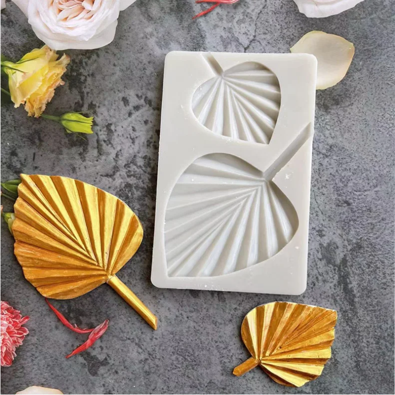 

Aouke Fan Silicone Mold DIY Cake Baking Decoration Gypsum Clay Chocolate Mold Cattail Leaf Fan Modeling Silicone Mold