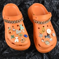 hot sale bling metal croc shoe charms star bear rhinestone clog shoes decorations smile heart banana pearl sandals accessories