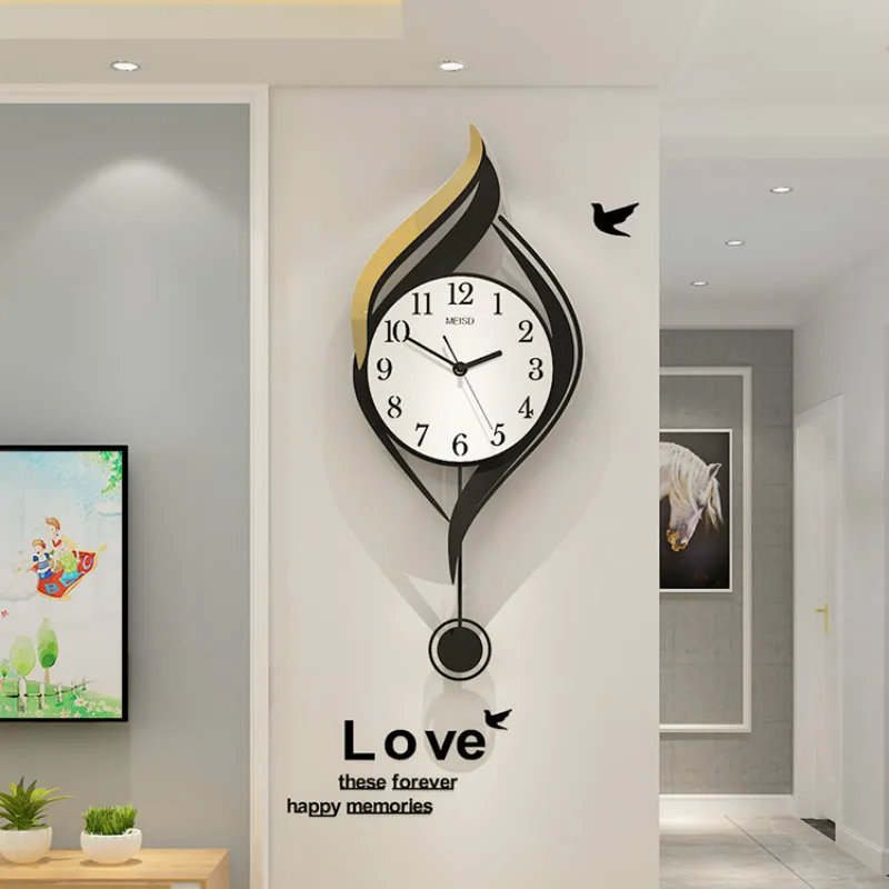 

Скандинавские креативные настенные часы художественные большие маятниковые тихие современные дизайнерские настенные часы для гостиной н...