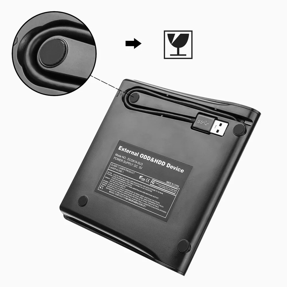 YiYaYo Внешний DVD rom Оптический привод USB 2,0 CD/dvd-rom CD-RW плеер горелка тонкий портативный ридер рекордер portátil для ноутбука
