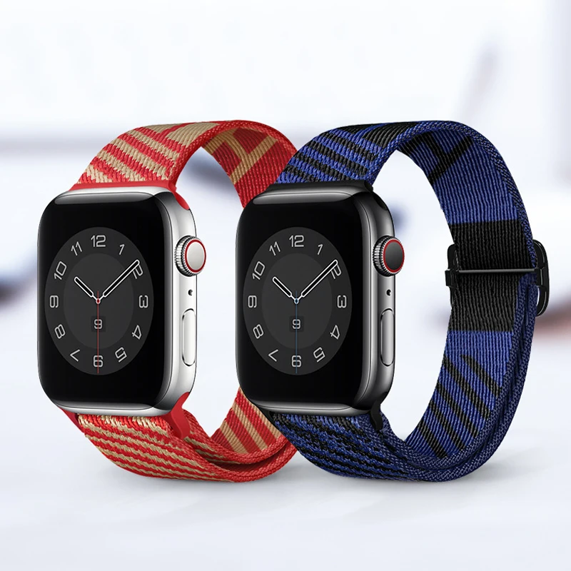 Suitable for Apple Watch band 44 40 45mm 41 49mm nylon elastic woven strap iwatch iWatch Series 4 5 SE 6 7 sports smart strap enlarge