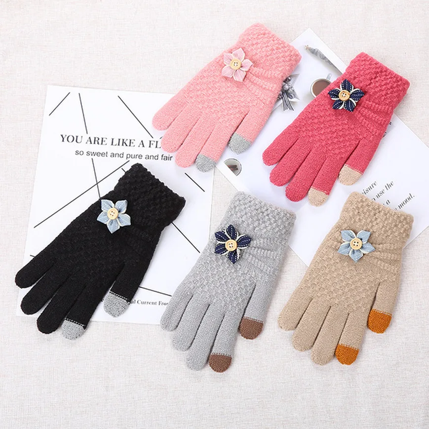 Горячая Распродажа двухслойные женские вязаные перчатки плюс бархатные толстые