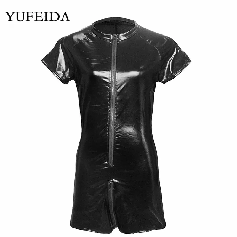 Сексуальное мужское нижнее белье из искусственной кожи комбинезоны молния