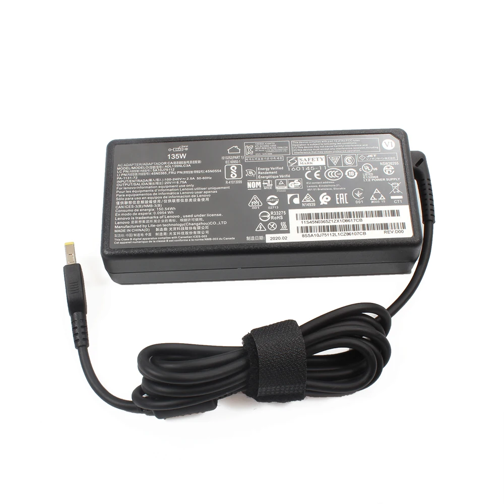 20V 6.75A 135 Вт AC адаптер ноутбука Зарядное устройство для Lenovo Y520 15IKBA YOGA720 15 T440p T530 T540p