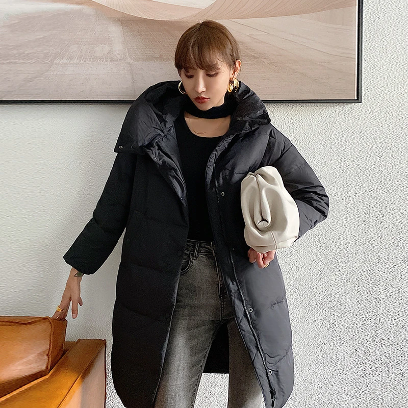 

2020 New Winter Fashion Women's Coats White Duck Down Fashion Warm Jacket Ladies High Quality Hooded Down Overcoat Female