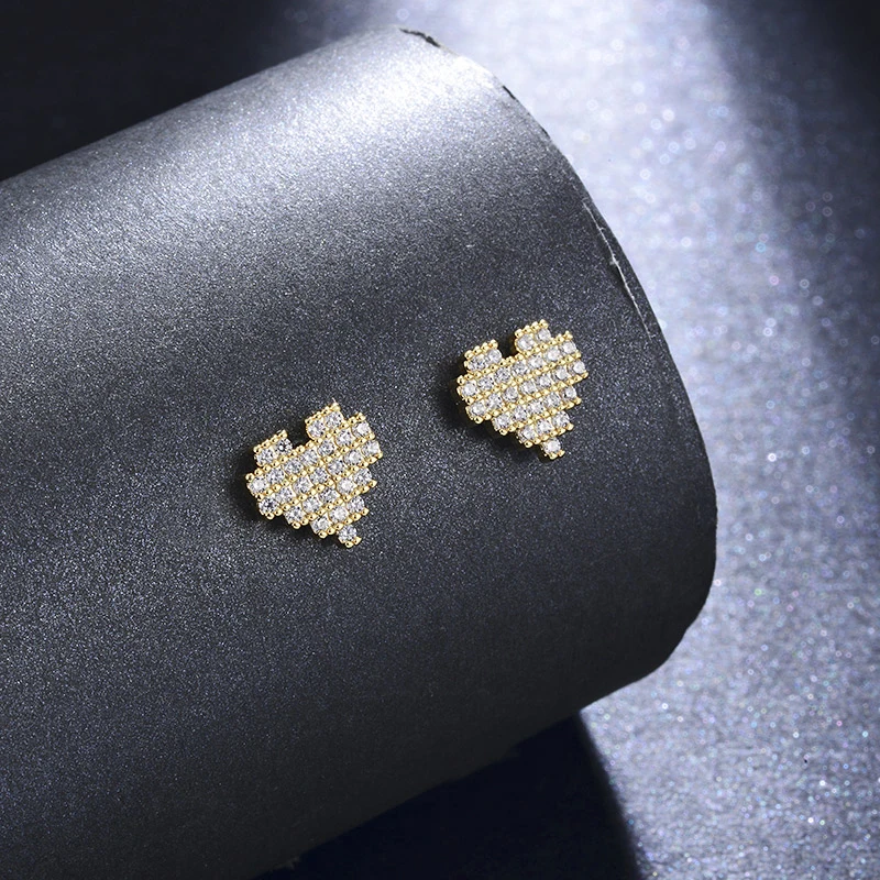 Женские серьги гвоздики в форме сердца MAIKALE золотистые и Серебристые маленькие с