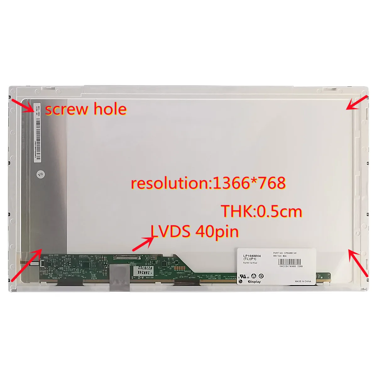 

New 15.6" HD 40 Pins Lcd Display Led For HP Probook 4540s 4530s 4545s 4520s 6570b 6560b 6550b Laptop Screen Panel