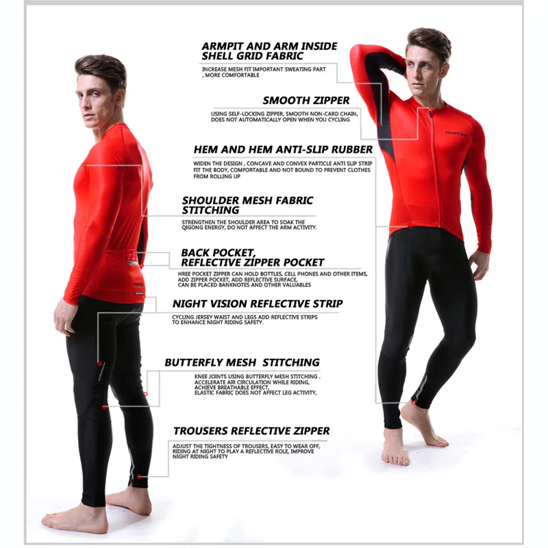 Комплект из Джерси PHMAX Pro для велоспорта с длинным рукавом весенняя одежда