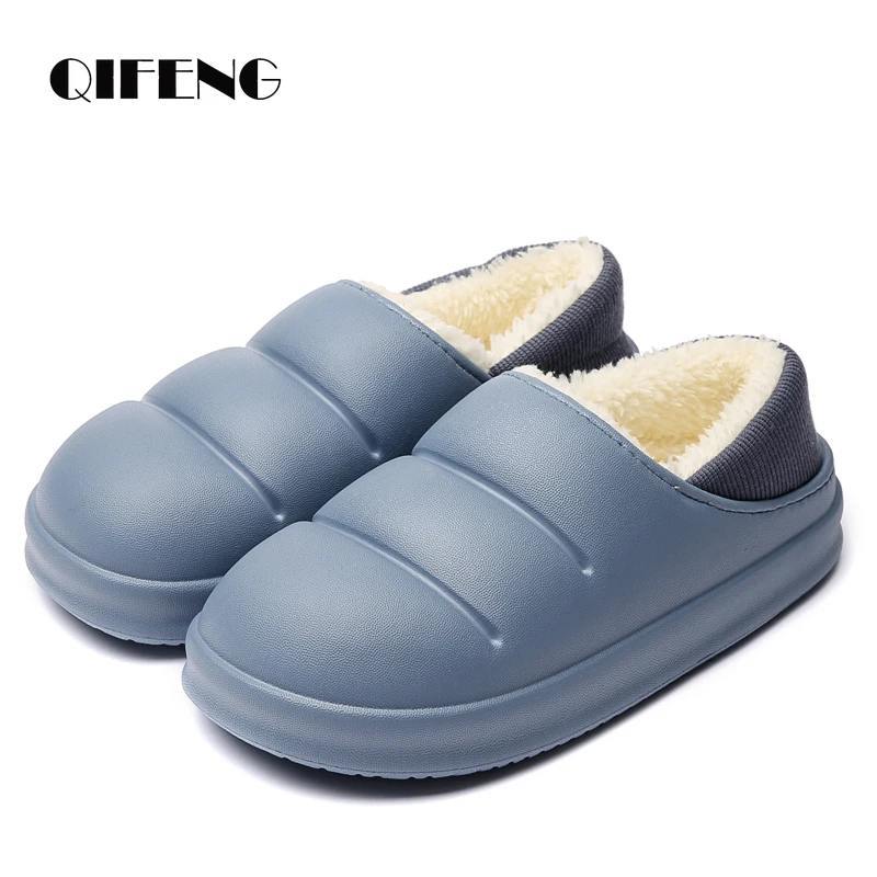 

Winter Cute Indoor Men Women Slippers Warm Fur Shoes House Platform Furry Slides Home Footwear Fuzzy Garden Shoes Waterproof Eva