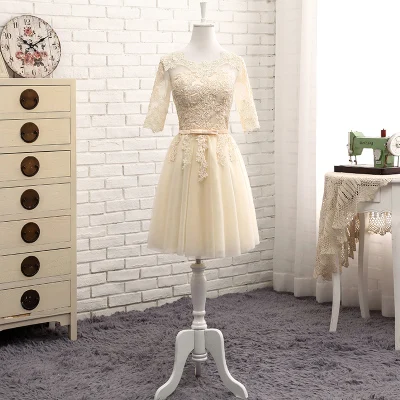 short 513 MNZ-813# Cameo коричневые длинные средние короткие Розовые аппликации весенние кружевные платья подружки невесты свадебные вечерние платья для девочек - Цвет: short 513