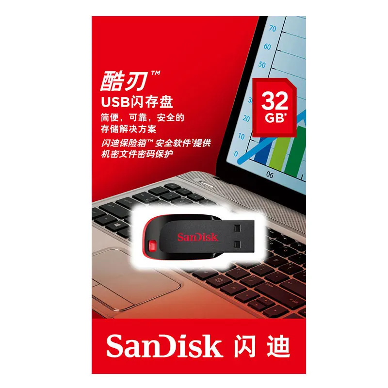 100% двойной флеш накопитель SanDisk USB flash drive 64 Гб 128 ГБ usb 2 0 CZ50 флэш диск карту памяти с