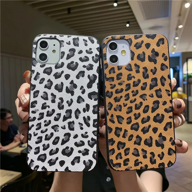 Чехол-накладка для Samsung Galaxy S10e S20 S9 S8 Plus Note 10 Pro 9 A30S A01 A51 A71 кожаный с леопардовым
