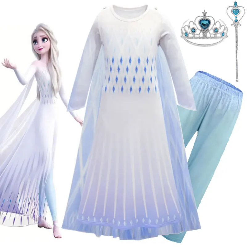 2020 новое платье Анны Эльзы 2 для девочек Рождественский Хэллоуин Набор Косплей