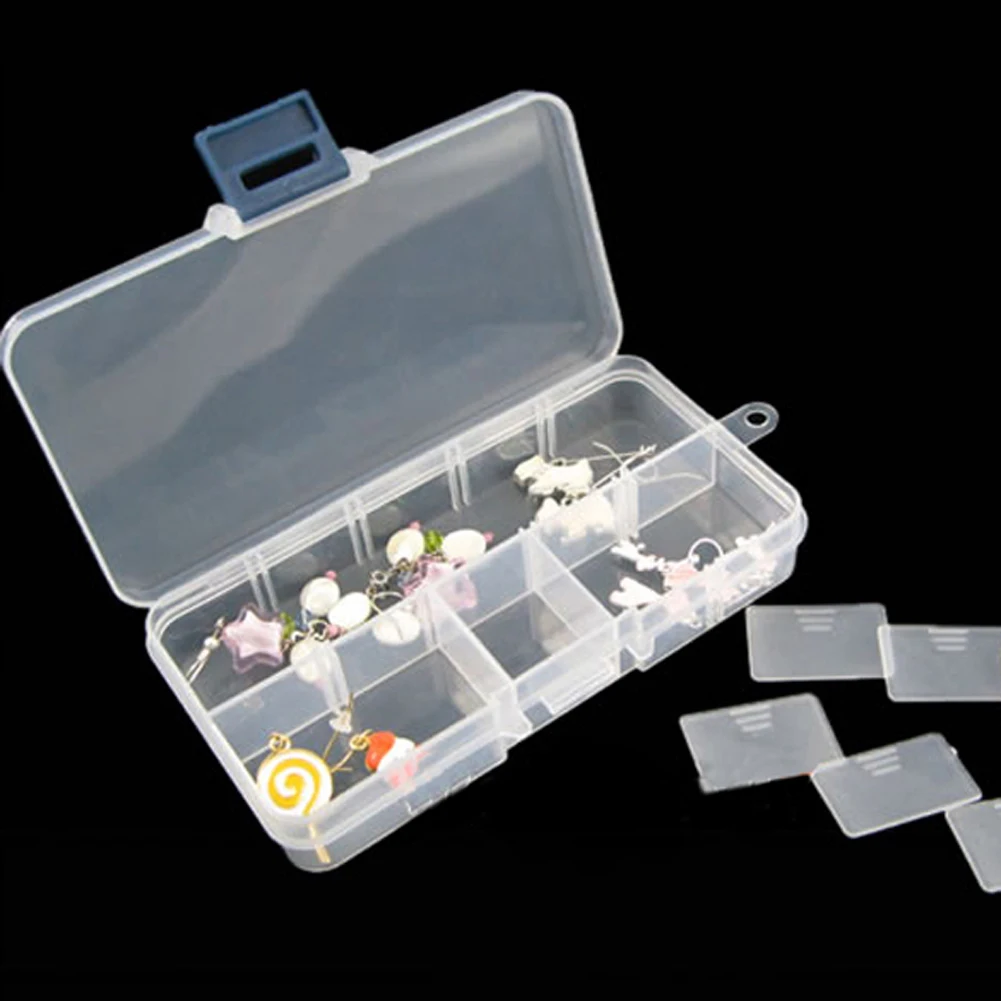 Adjustable 10 Compartment Jewelry Rings earring storage box Home Organization case Craft Organizer DIY Beads Container boxes | Дом и сад