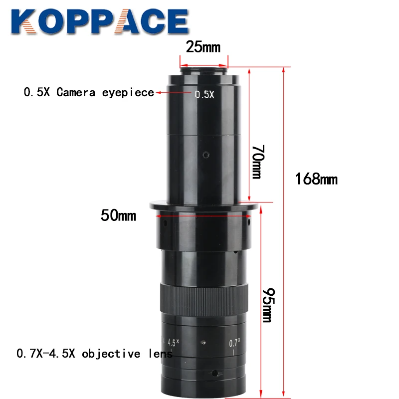 Монокулярный микроскоп KOPPACE 24X-150X 16 миллионов пикселей HDMI 0.7X-4.5X увеличение