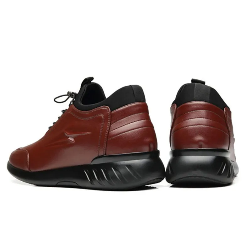 

2021 New Solid Men Genuine Leather Winter Warm Plush Lace Up Sneakers Outdoor Tenis Trainer Height Increasing Shoes