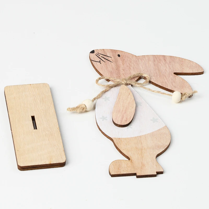 

2021 Happy Easter Decorations Wooden Rabbit Ornaments Crafts Easter Decorations for Home Table Easter Party Favors Gift For Kids