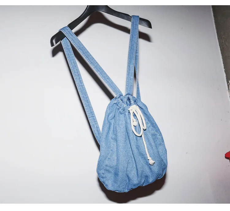 Модный рюкзак на шнурке Джинсовый Рюкзак женский Наплечные сумки школьная сумка
