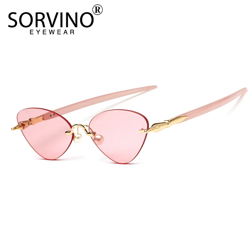 Женские солнцезащитные очки без оправы SORVINO яркие розовые кошачий глаз 2020