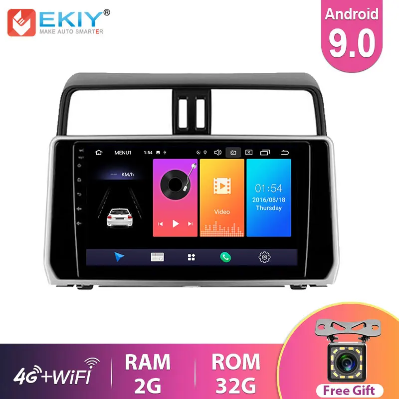 EKIY Car Radio For Toyota Prado 2018 2019 2020 Android 9.0 Navigation GPS Multimedia Player Auto Stereo Head Unit Bluetooth 4G
