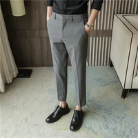 2021 brand clothing mens spring high quality slim fit business suit pantsmale high quality tight suit trousers pencil pants