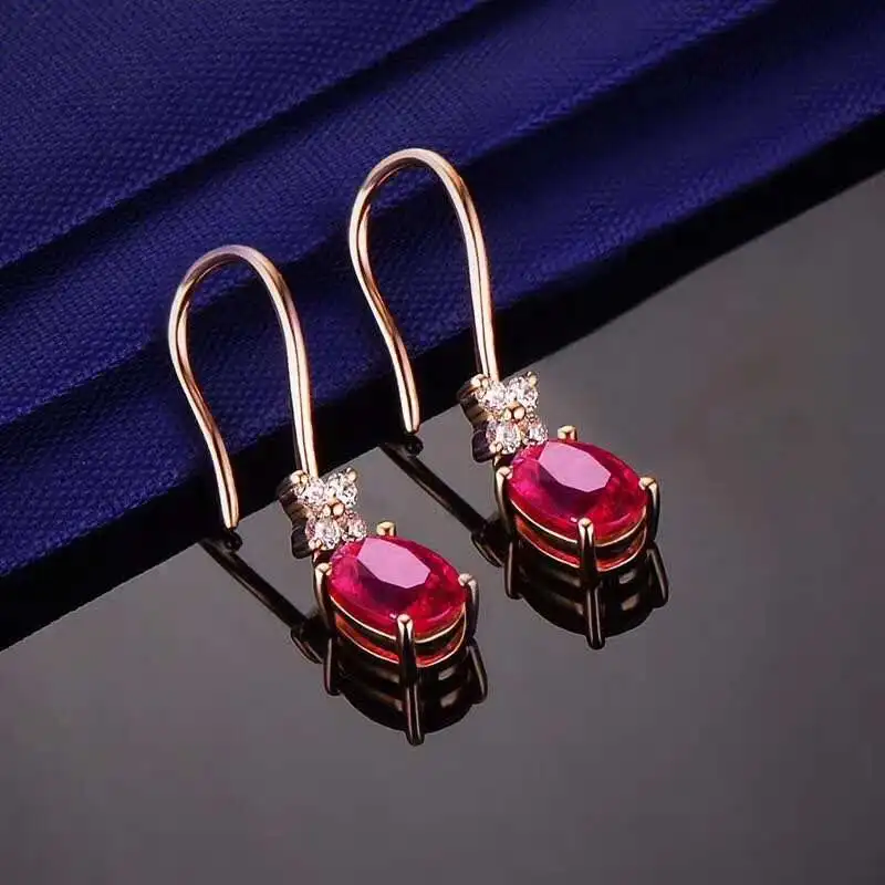 

Серьги женские из серебра 925 пробы, с натуральным Рубином