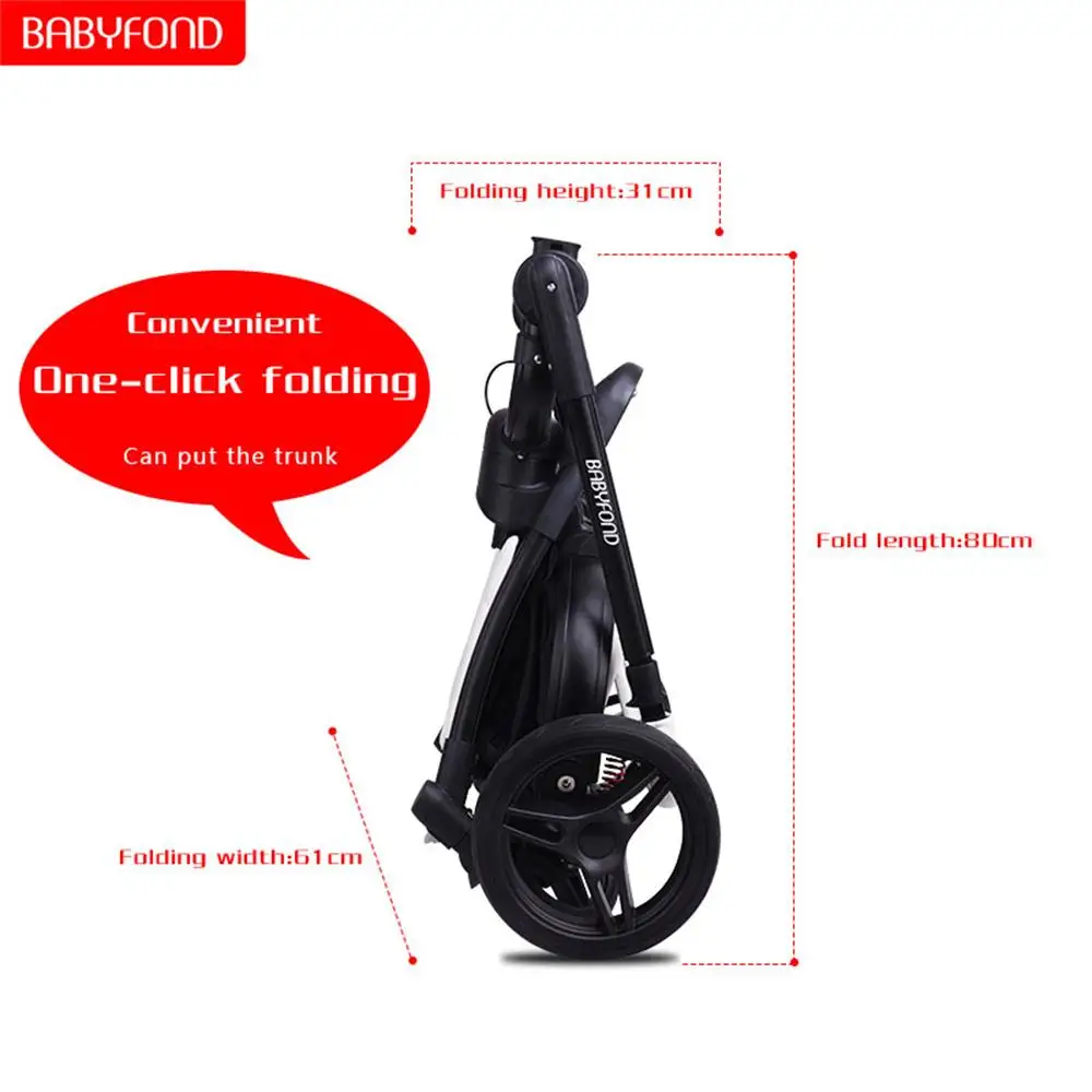

Babyfond 3 In 1 Baby Stroller Folding Two-way Push Luxury High Landscape Baby Carriage With Comfortable Car Seat Trolley