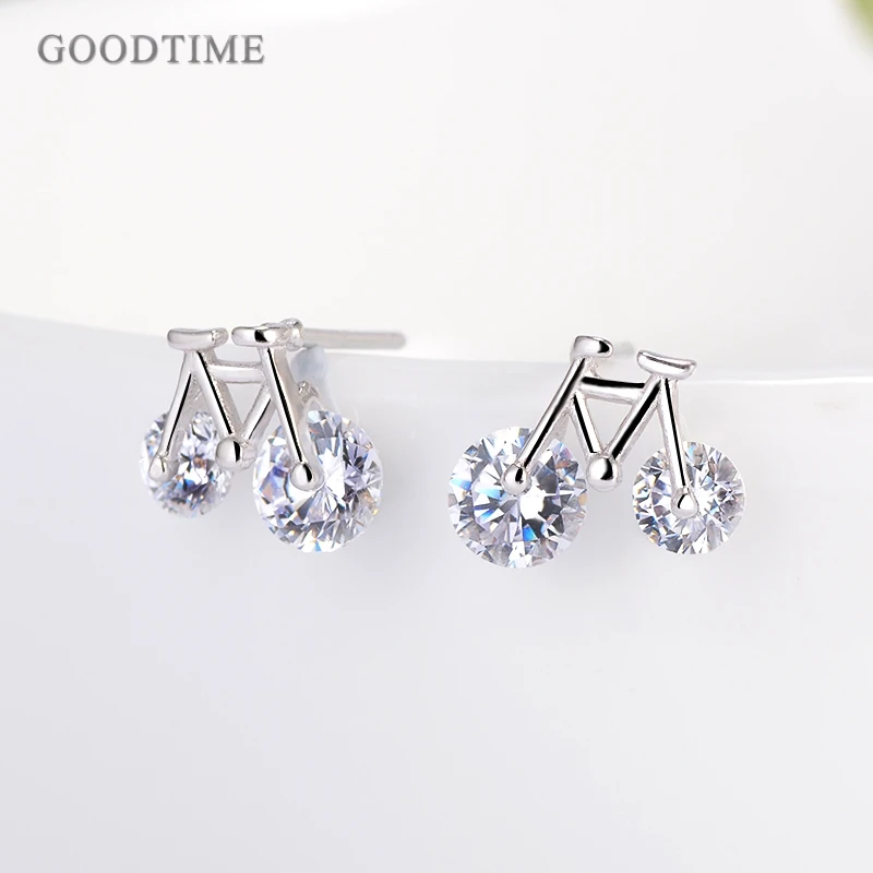 Серьги женские из серебра 925 пробы в форме велосипеда