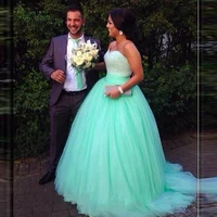 2018 tulle sweetheart vestido longo mint green quinceanera prom bridal gown sequins beaded bodice mother of the bride dresses