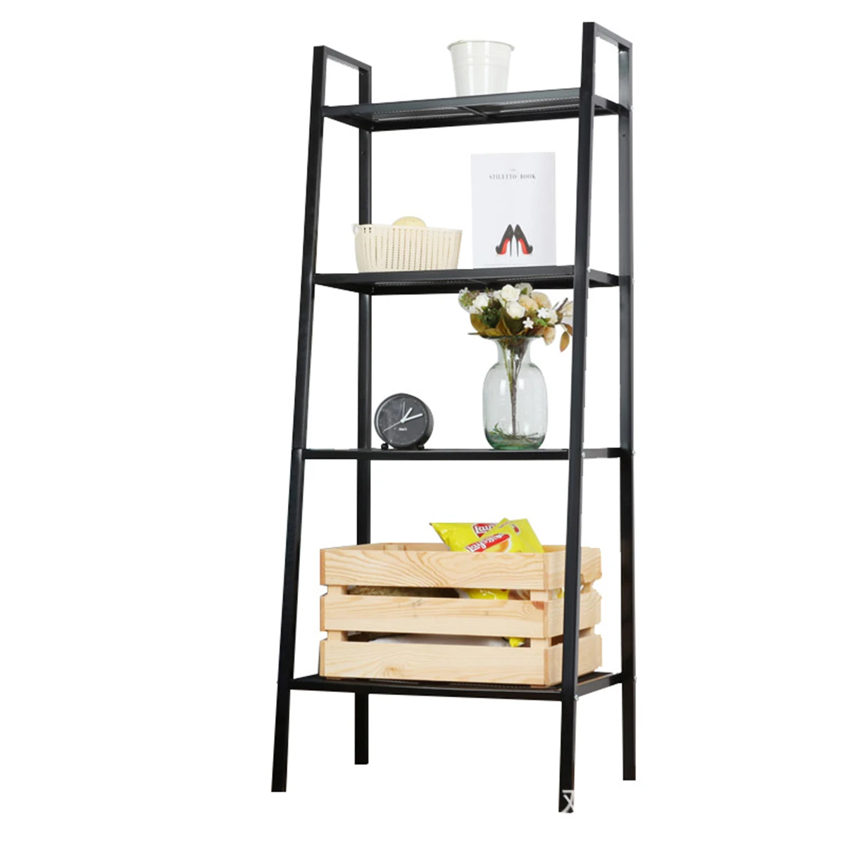 

New Wire Storage Rack Shelf Living Room Sundries Bookshelf Adjustable Oragnizer Home Decoration Nordic Floor Stand Shelf 4Tiers