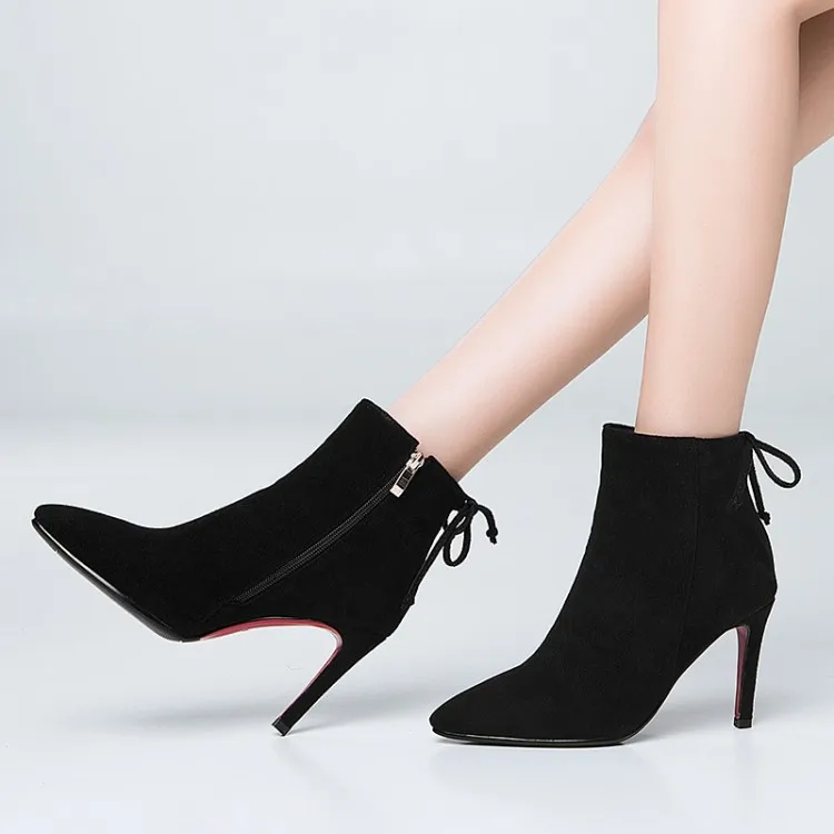 

Plus Size 9 10 11 12 boots women shoes ankle boots for women ladies boots shoes woman winter Side zipper with tapered back strap