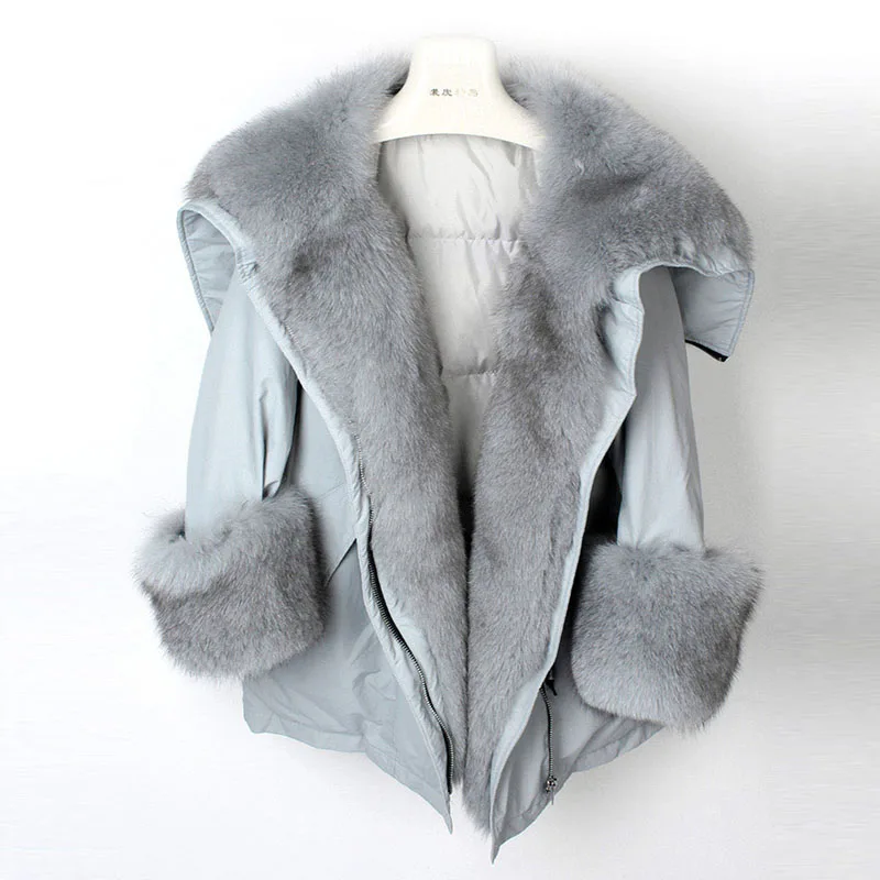 Женская парка на белом утином пуху длинная куртка в Корейском стиле с воротником