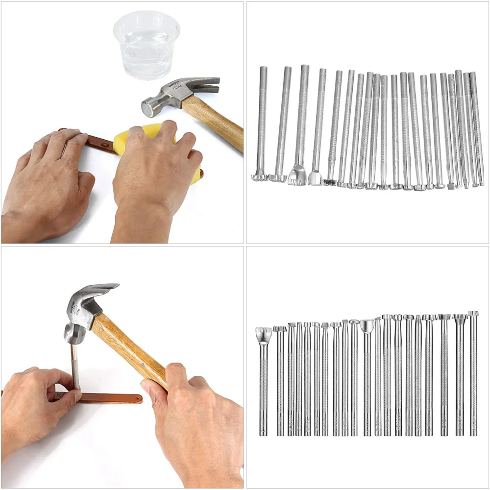 

20pcs Leather Stamping Tools Leather Working Saddle Making Stamp Punch Set