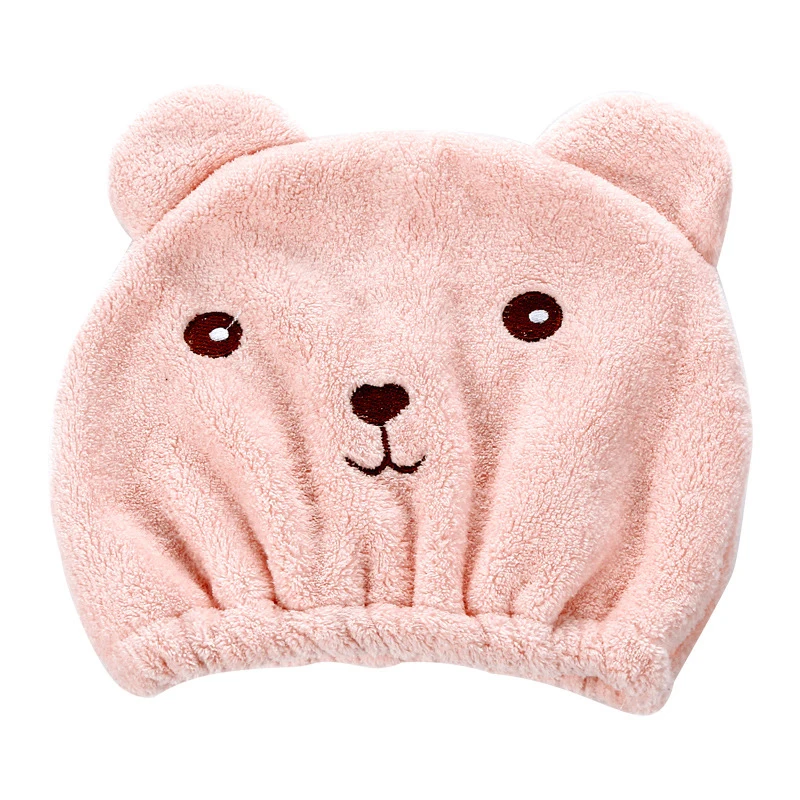 

Cute Dry Hair Cap Absorbent Quick Dry Bath Towel Women Sauna Hat Thicken Soft Coral Fleece Shower Cap Bathroom Accessories