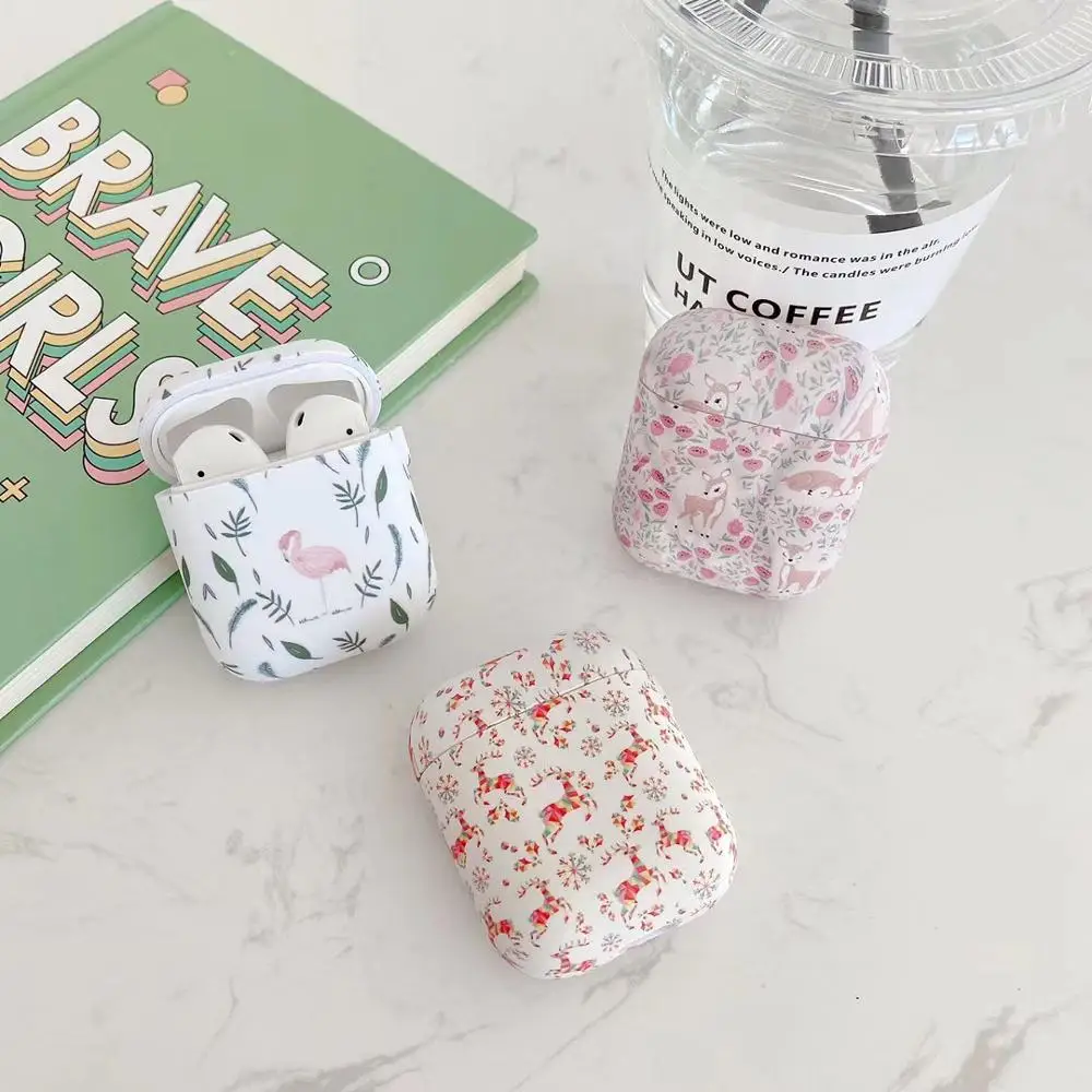 

Earphone Case for Airpods 1 2 Case fresh Flower animal Flamingo deer Headphone/Earpods Cover for Airpods Pro Case Accessories