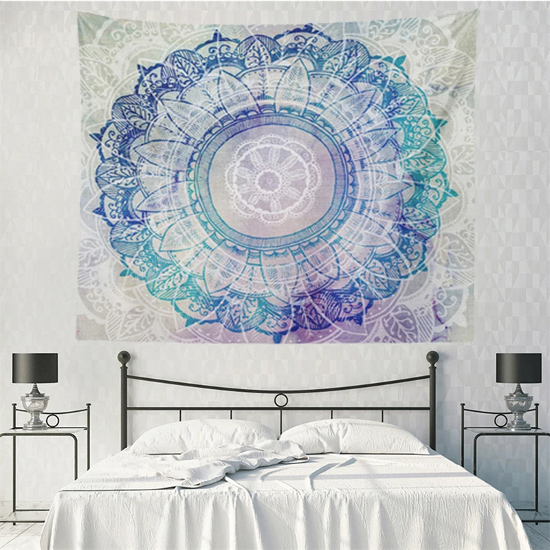 Мандала Лотос гобелен настенный цветочный декор в стиле бохо фон для спальни