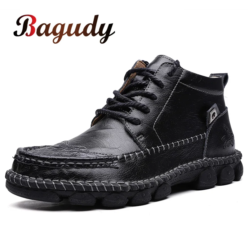 Ботинки мужские из коровьей спилковой кожи Классические ботильоны