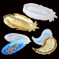 new resin feather wing shape mold silicone tray molds for diy jewelry storage plate epoxy clay craft making cement casting mould