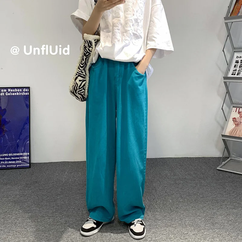 

Wide-leg Jeans Men's Fashion Multicolor Casual Baggy Jeans Men Streetwear Loose Hip-hop Straight-leg Denim Trousers Mens M-2XL