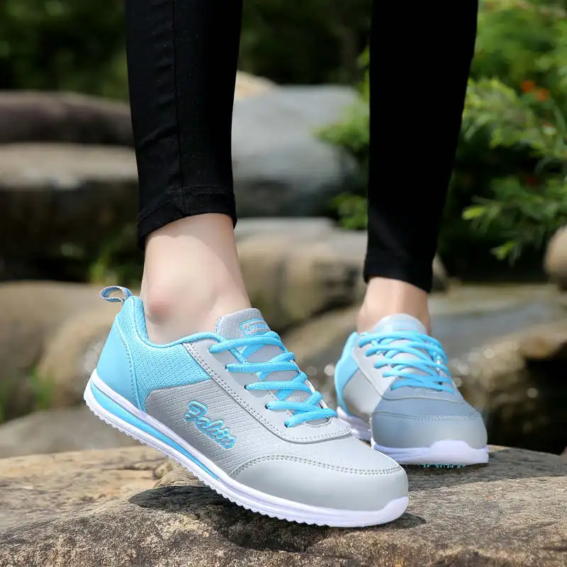 

Flat Women's Sneakers Fashion Lace Up Sport Sneakers Woman Walking Low Top Running Shoes Mesh Gym Women's Sports Shoes Hot 232G