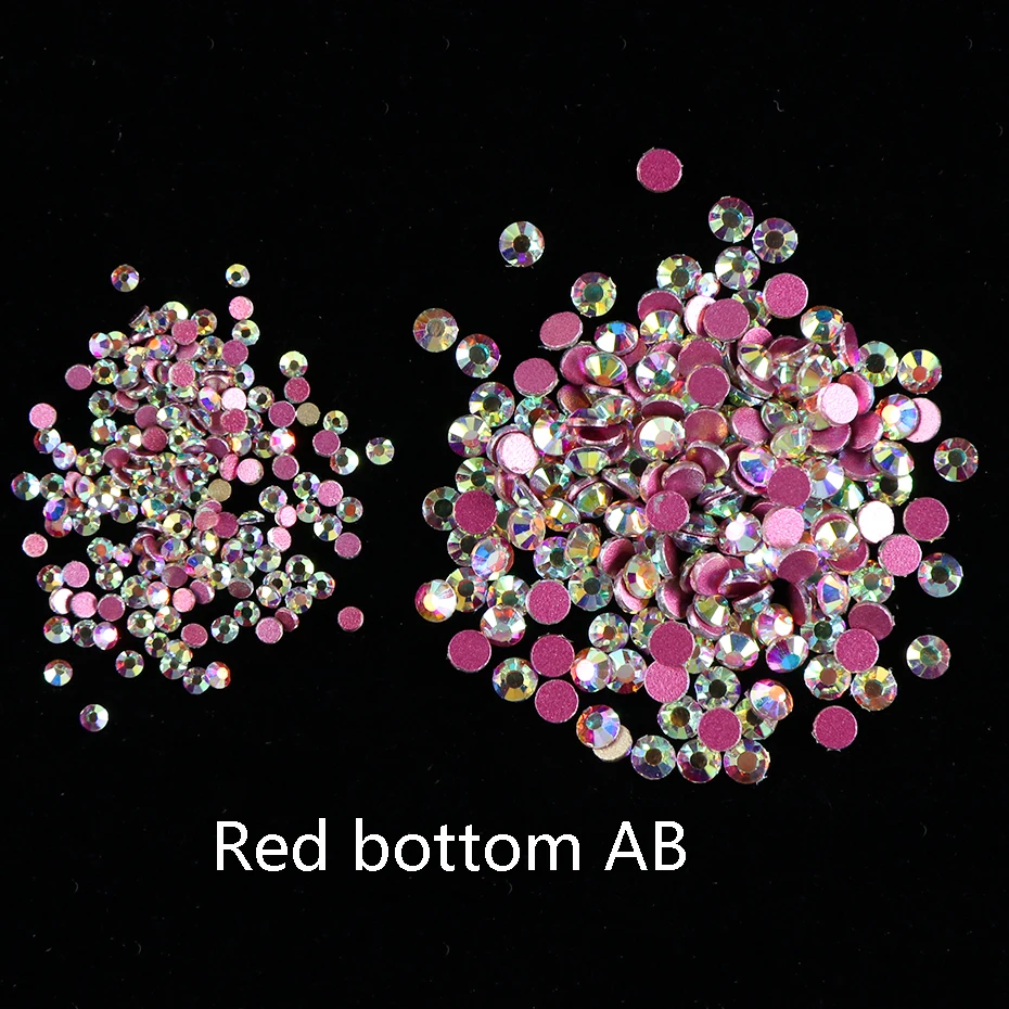 AB Red Base 1440 шт Сияющие смешанные размеры Diamonds бриллианты для ногтей 3D Хрустальная с плоской стороной художественное украшение Белое золото AB дизайн ногтя маникюрные LY1049 - Цвет: AB Red Base