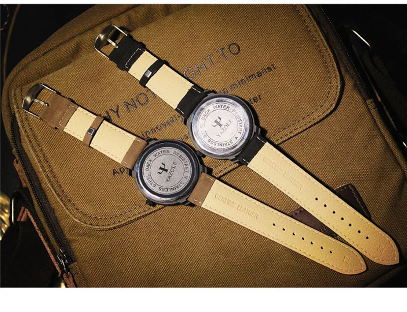 YAZOLE модные мужские часы спортивные локомотив Молодежные кожаный ремешок