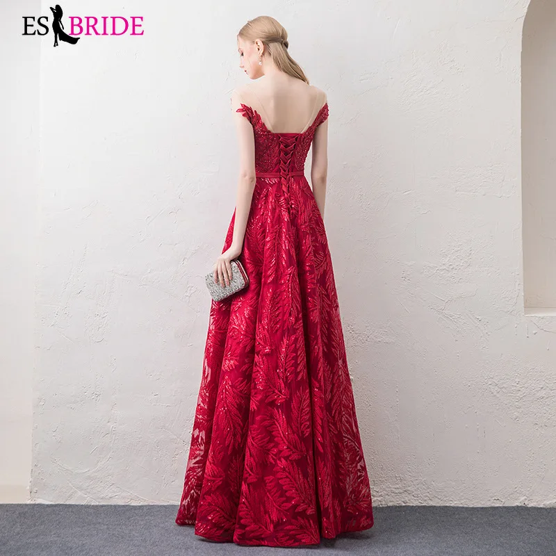 Вечернее платье с коротким рукавом длинное 2019 кружевной аппликацией для женщин