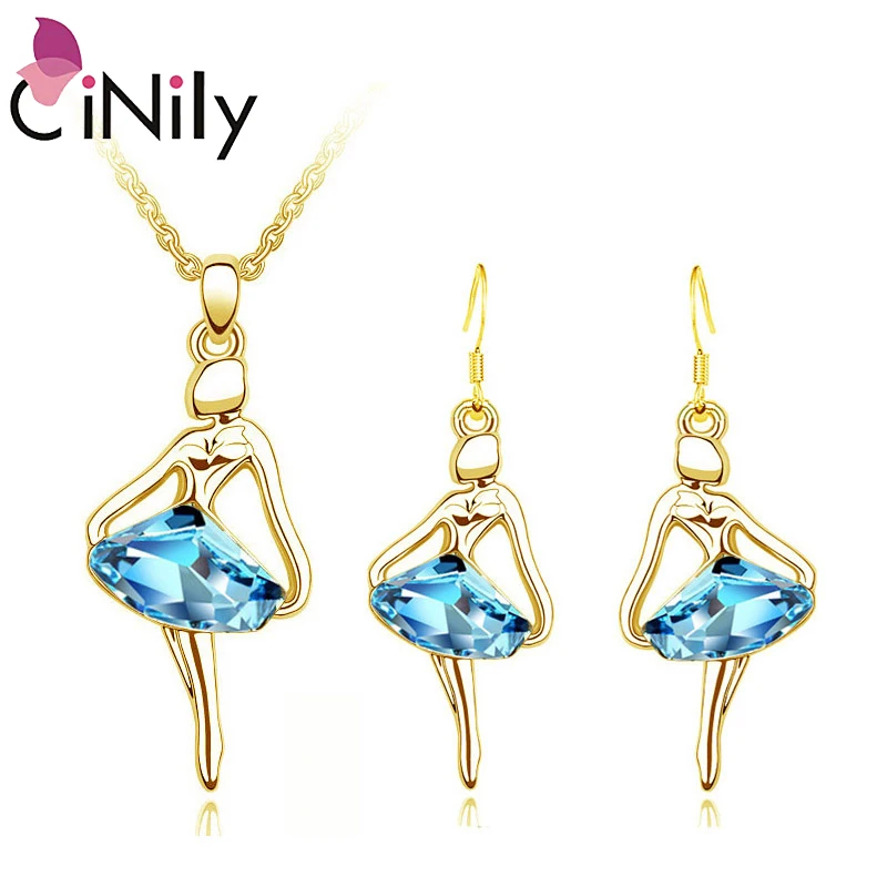 Набор украшений для балерины CiNily сережки и ожерелье с серебряным покрытием