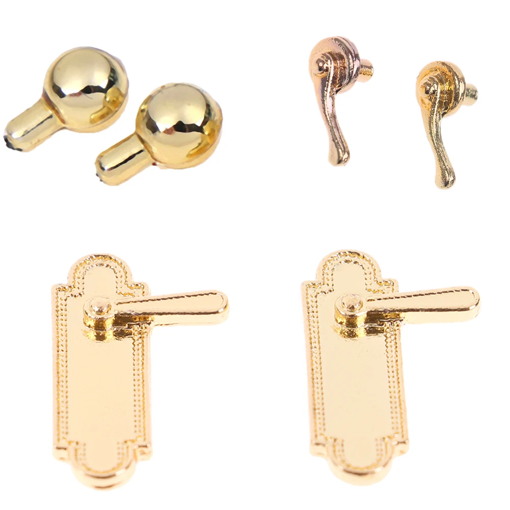 

2Pcs/lot 1:12 Alloy Door Pull Handles Locks Dolls House Accessories Dollhouse Furniture Miniature for Children Kids Toys