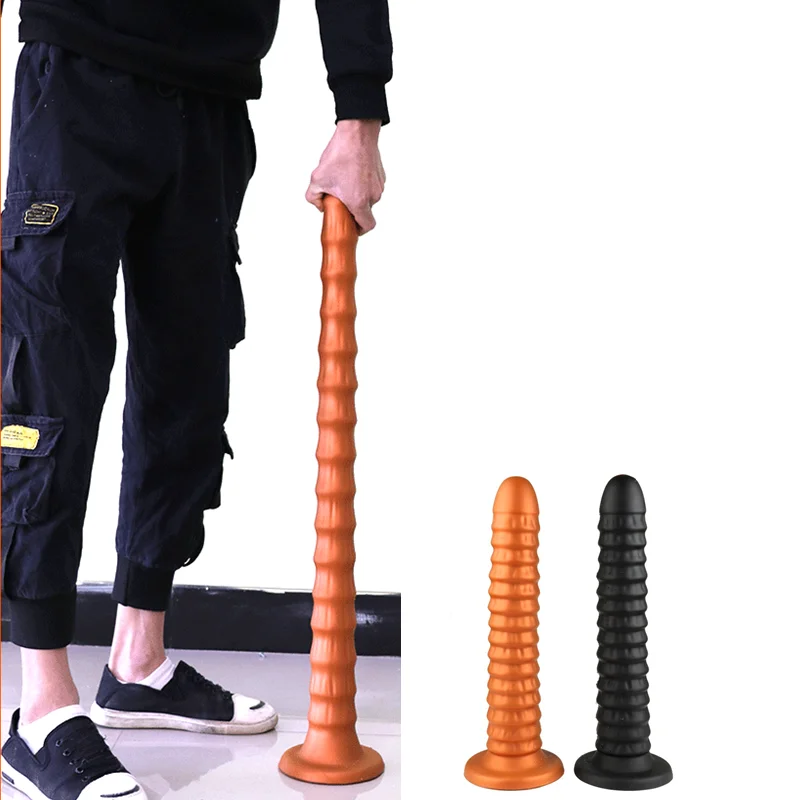 Длинный анальный штекер большой мягкий силиконовый фаллоимитатор с присоской