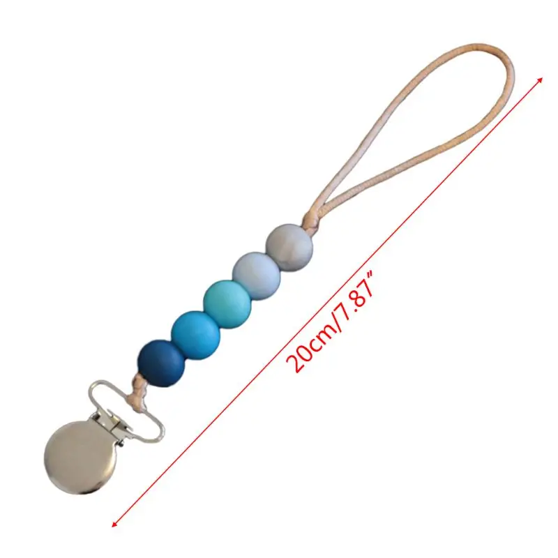 

Infants Soother Holder Clip Baby Boys Girls Pacifier Chain Silicone Beads Teething Emboss Toy Newborn Shower Gift